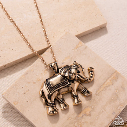 Elaborate Elephant Gold Necklace - Paparazzi Accessories
