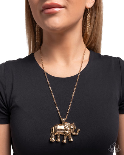 Elaborate Elephant Gold Necklace - Paparazzi Accessories