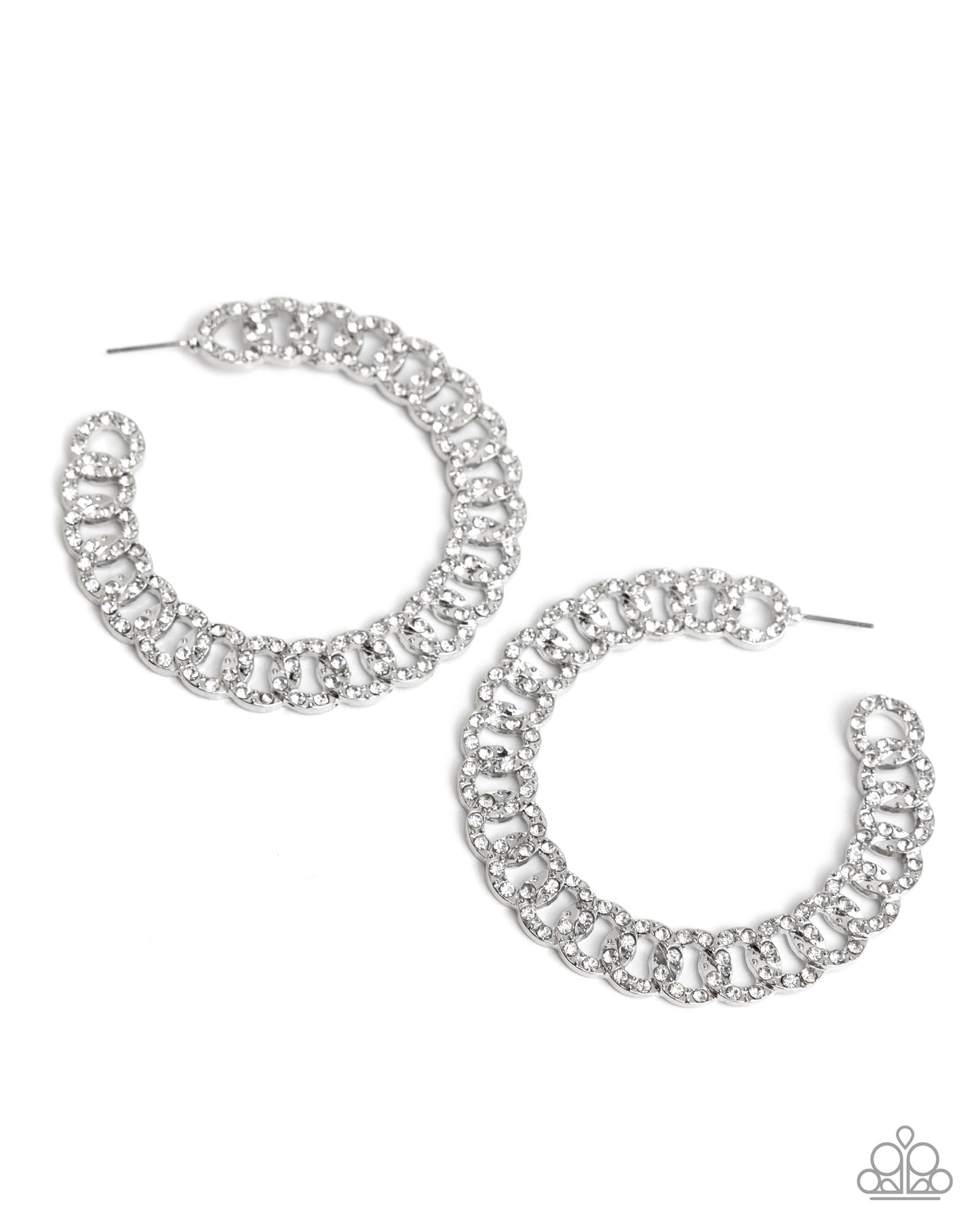 Interlocked Icing White Hoop Earring (August 2025 LOP) - Paparazzi Accessories