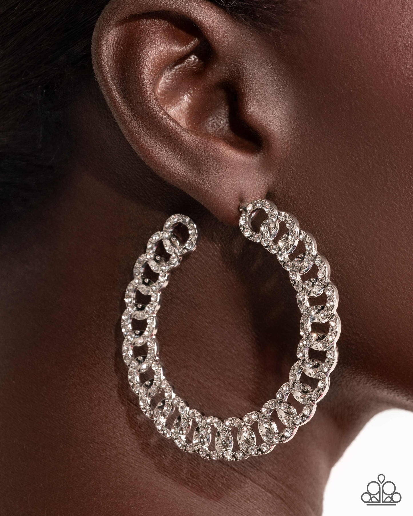 Interlocked Icing White Hoop Earring (August 2025 LOP) - Paparazzi Accessories