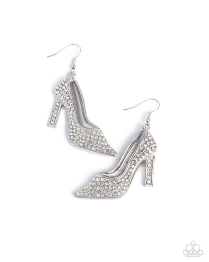 Wedding Shoes White High Heel Shoe Earring - Paparazzi Accessories