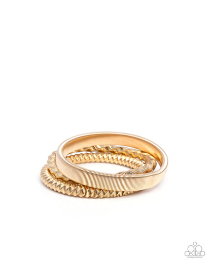 Tailored Texture Gold Stretch Bracelet - Paparazzi Accessories