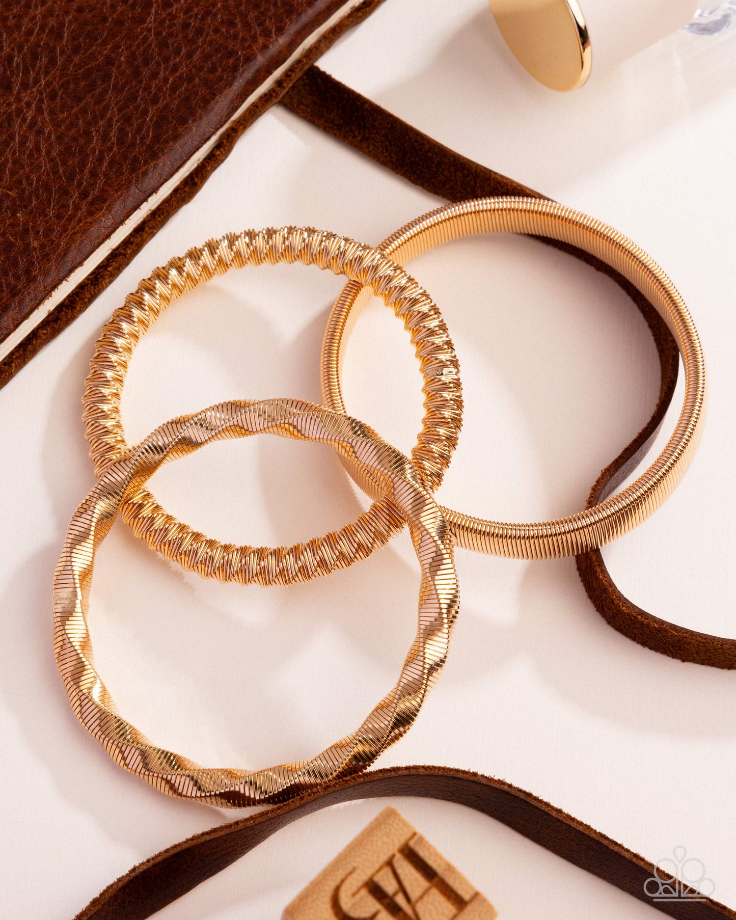 Tailored Texture Gold Stretch Bracelet - Paparazzi Accessories