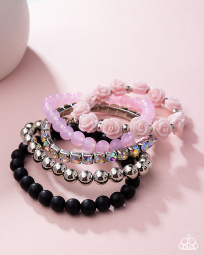 Rose Garden Grandeur Pink Stretch Bracelet - Paparazzi Accessories