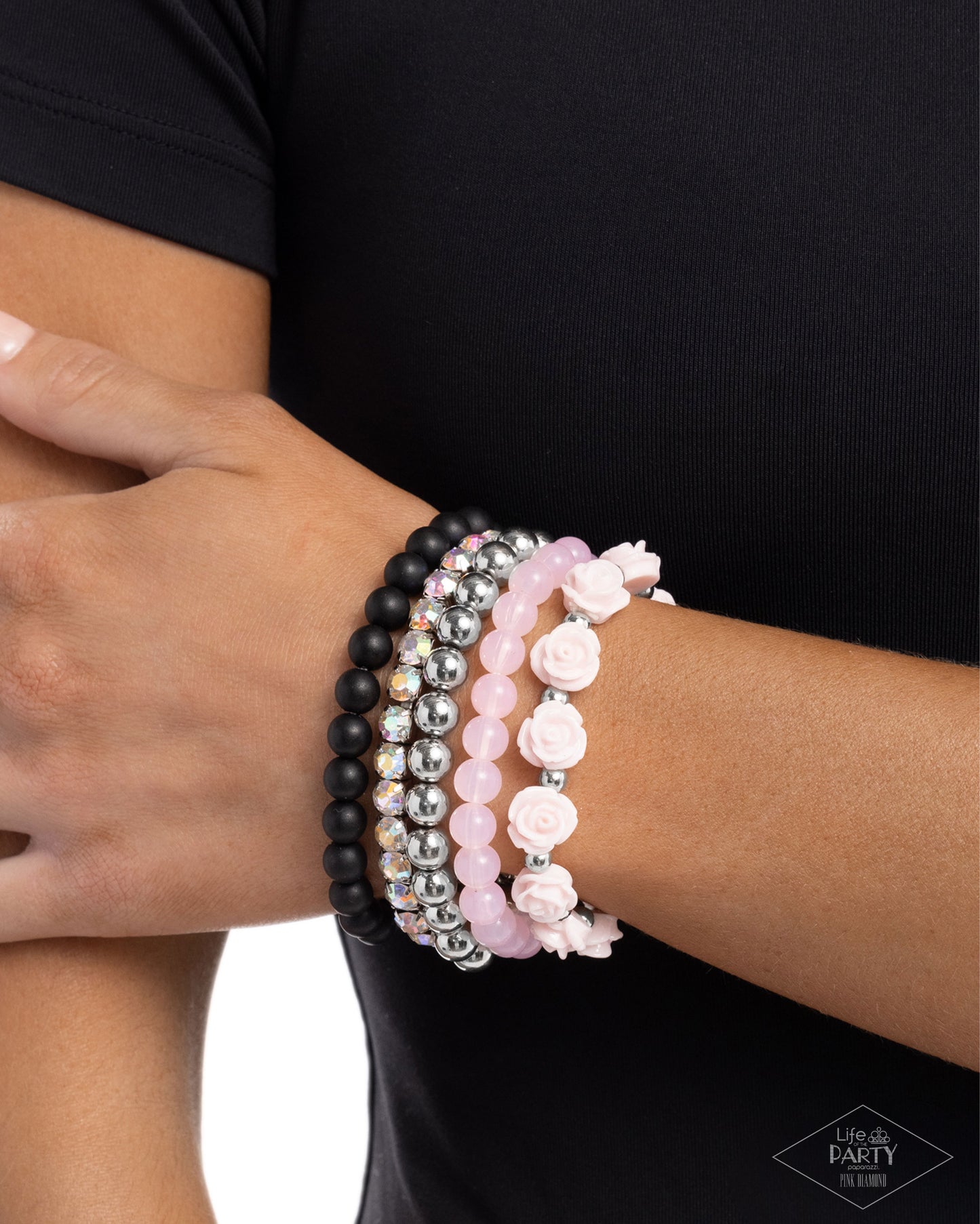 Rose Garden Grandeur Pink Stretch Bracelet - Paparazzi Accessories