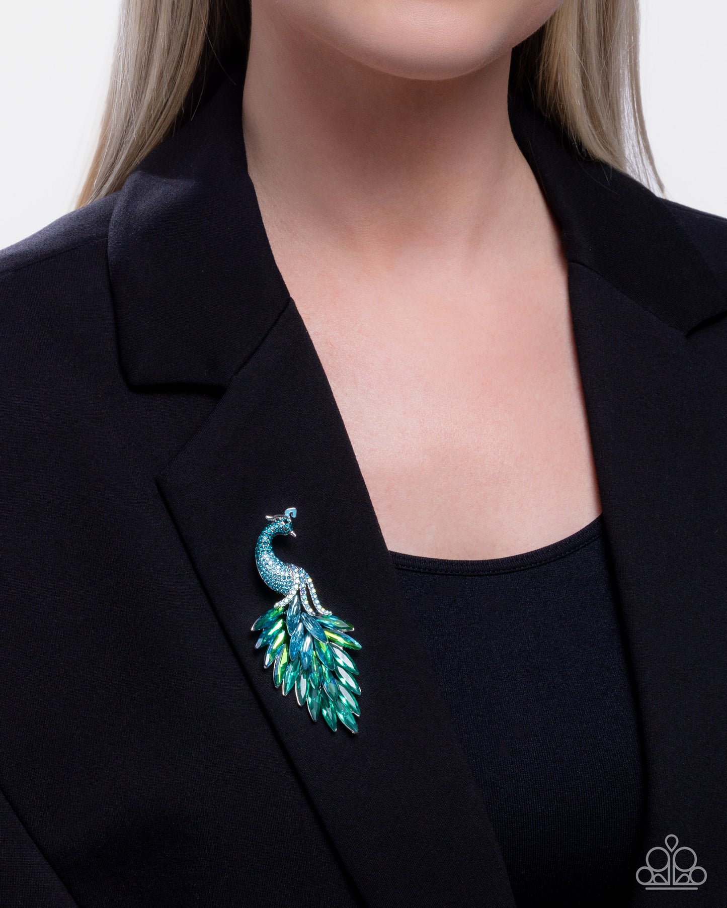 Peacock Pedestal Blue Brooch - Paparazzi Accessories