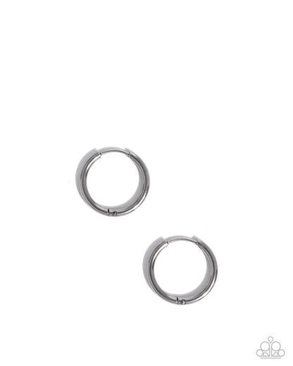 Sinuously Stainless Steel Silver Hinge Hoop Earring - Paparazzi Accessories