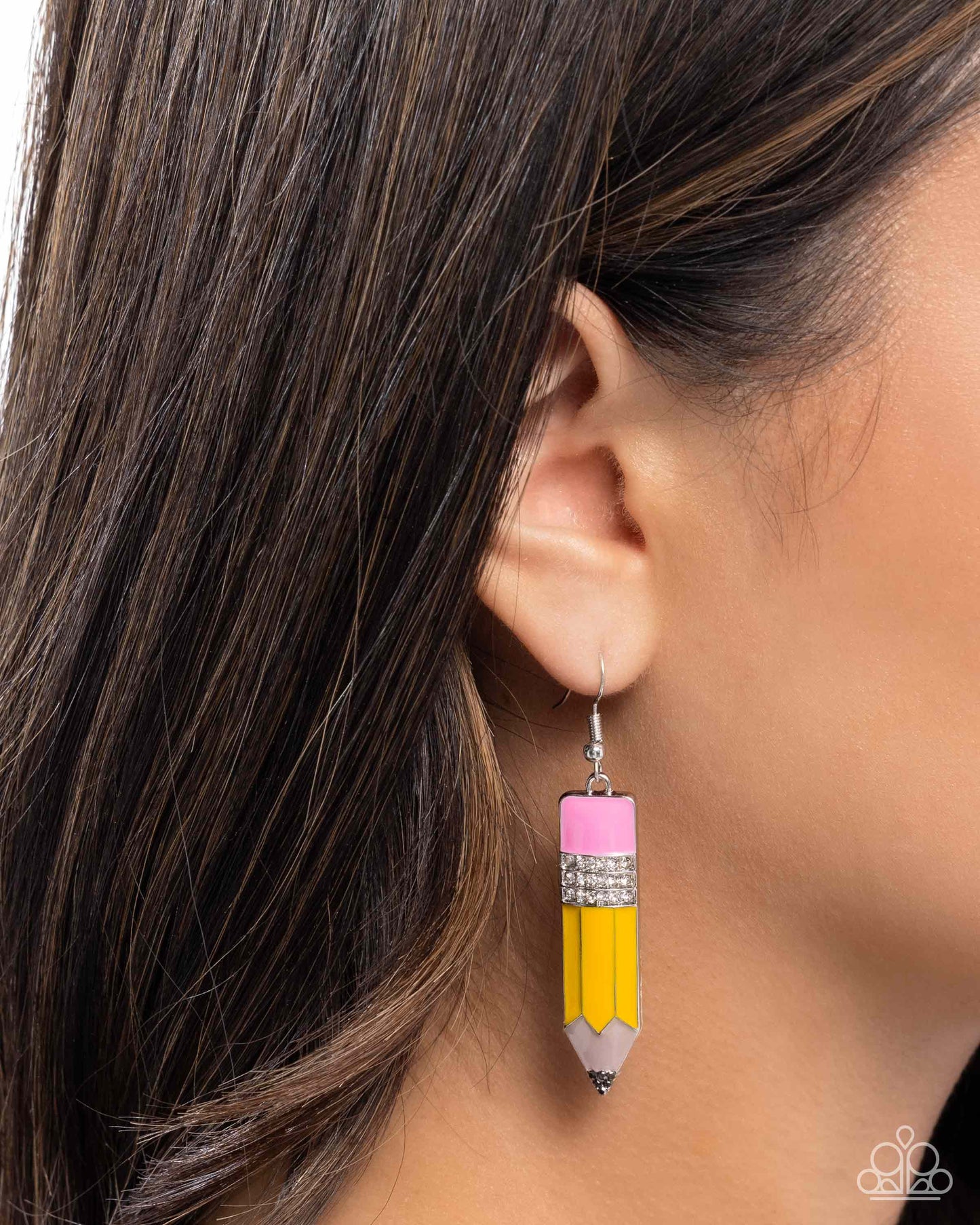 Iconic Institution Yellow Pencil Earring - Paparazzi Accessories