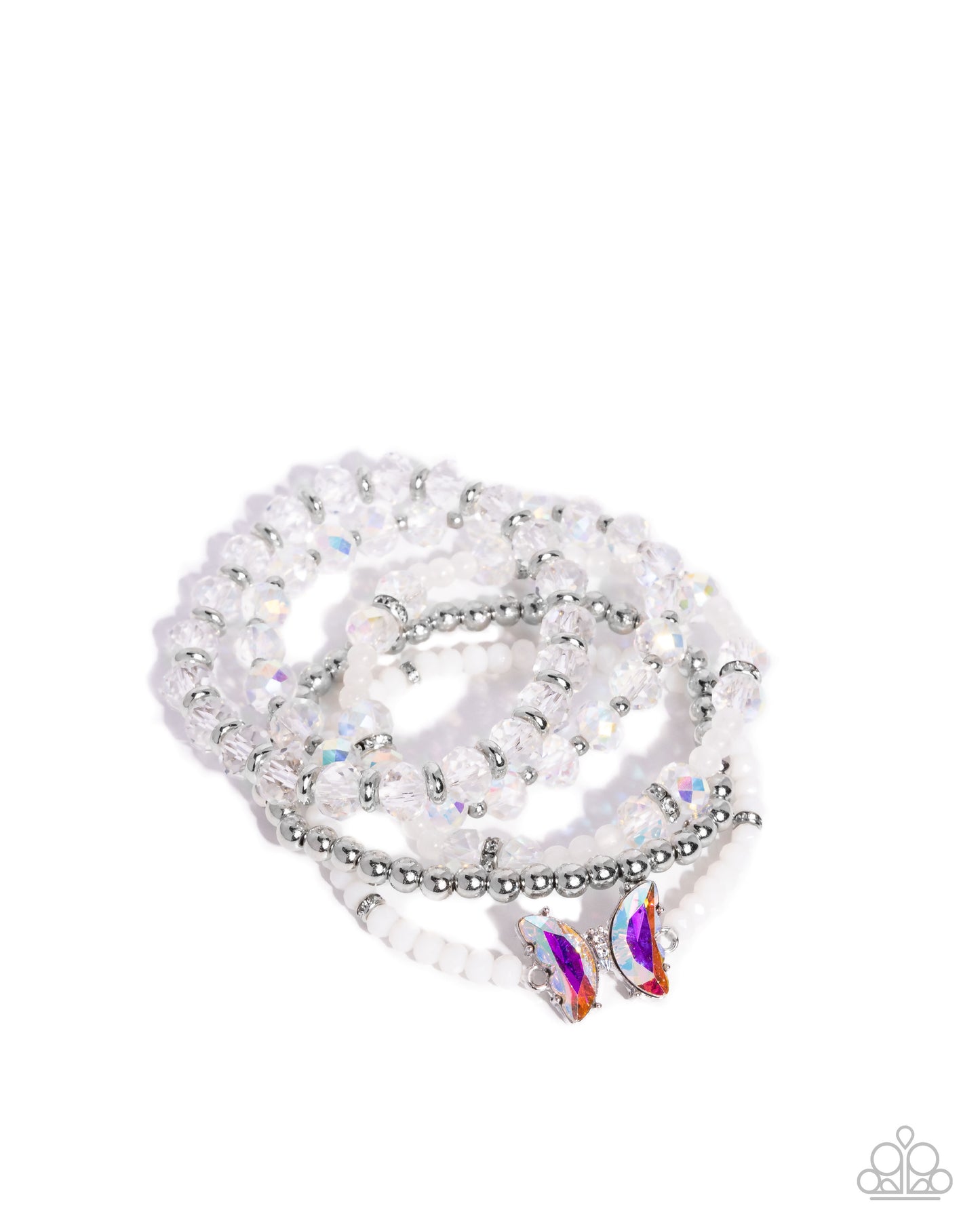 Aerial Abundance White Butterfly Stretch Bracelet - Paparazzi Accessories