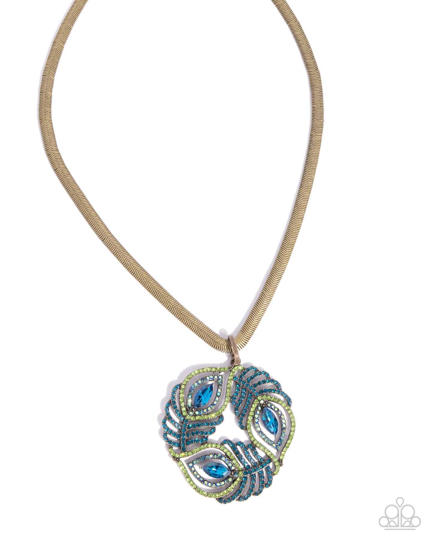 Peacock Patchwork Brass Necklace - Paparazzi Accessories