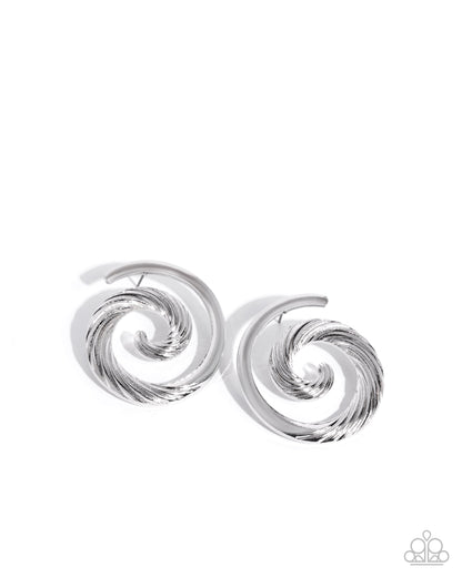 Spiral Silhouette Silver Post Earring - Paparazzi Accessories
