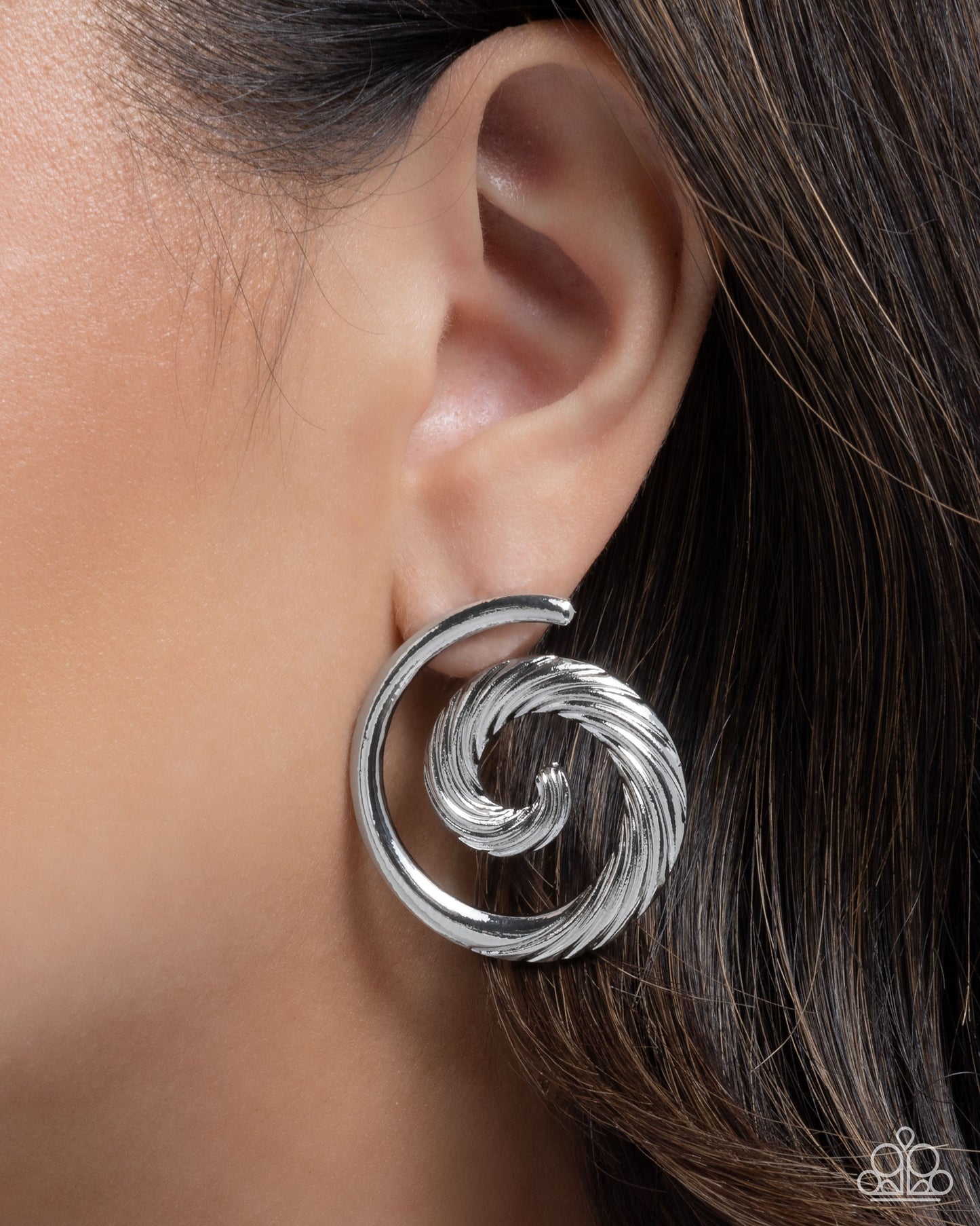 Spiral Silhouette Silver Post Earring - Paparazzi Accessories