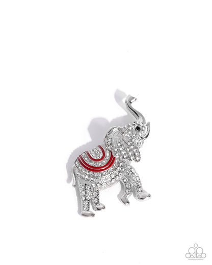 Elephant Embrace Red Brooch - Paparazzi Accessories