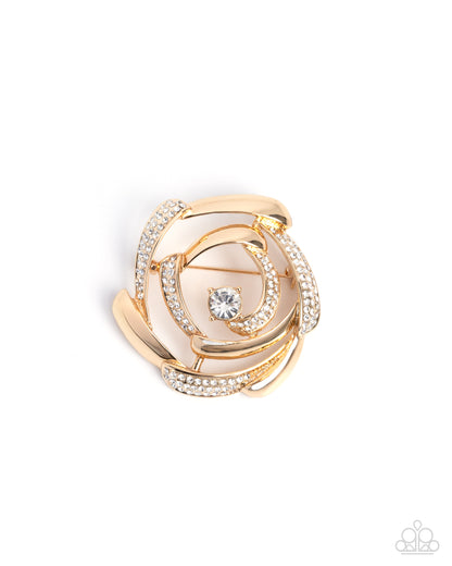 Singing Spirals Gold Brooch - Paparazzi Accessories