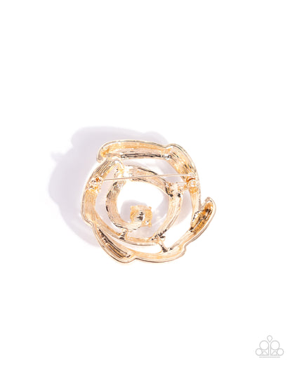 Singing Spirals Gold Brooch - Paparazzi Accessories