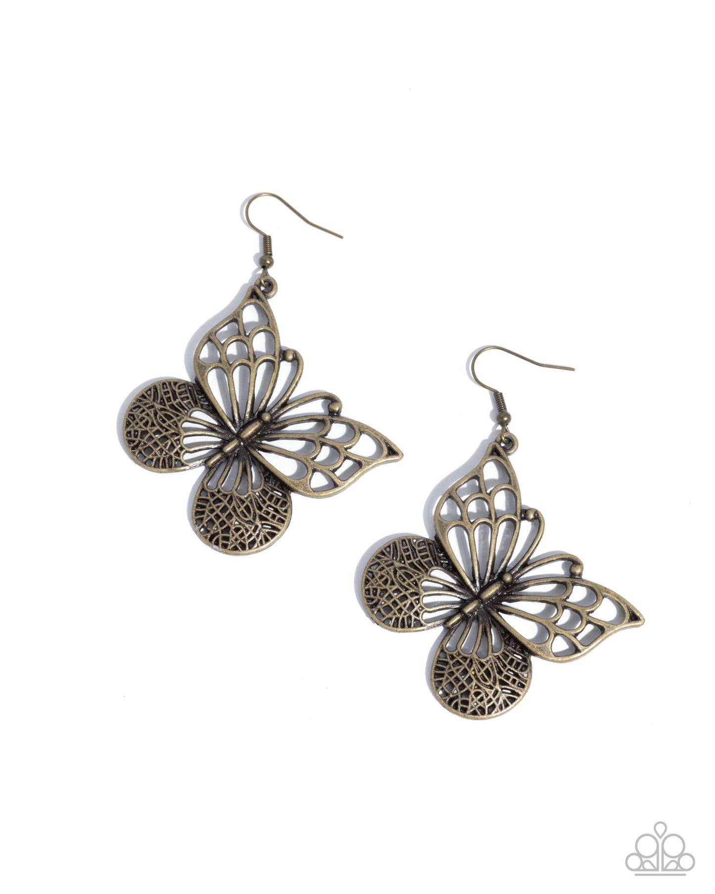 Soaring Skill Brass Butterfly Earring - Paparazzi Accessories