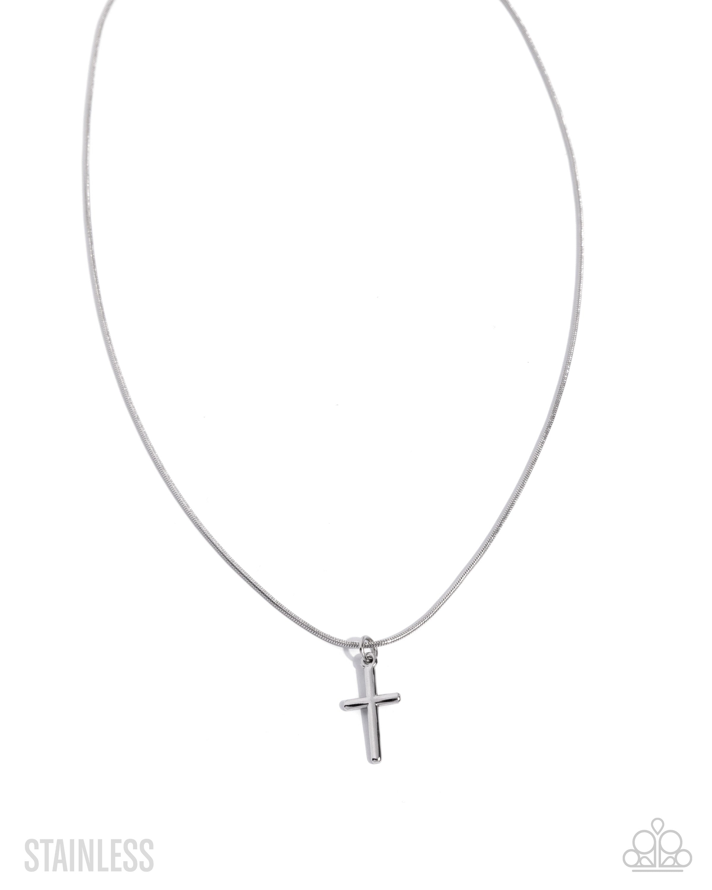 Giving Grace Silver Stainless Steel Cross Necklace - Paparazzi