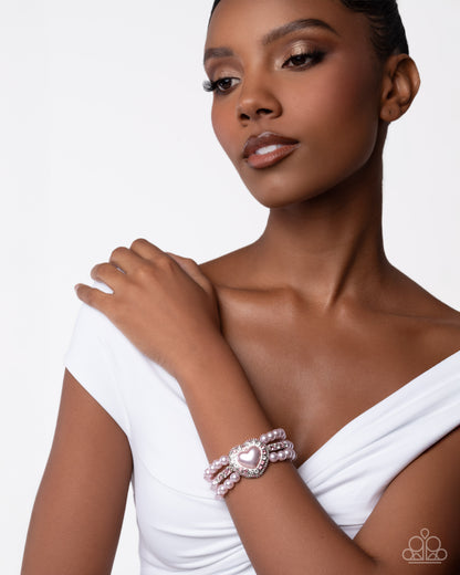 Lifelong Love Letter Pink Heart Stretch Bracelet - Paparazzi Accessories