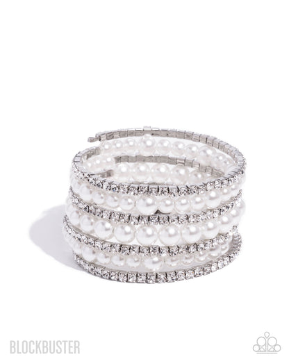 Finalized Flair White Pearl Coil Bracelet - Paparazzi Accessories