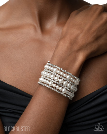Finalized Flair White Pearl Coil Bracelet - Paparazzi Accessories