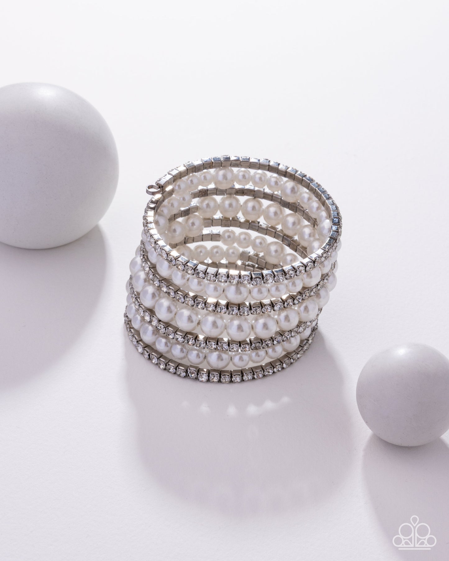 Finalized Flair White Pearl Coil Bracelet - Paparazzi Accessories