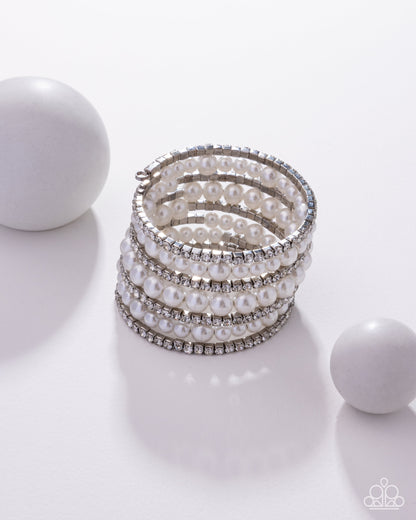 Finalized Flair White Pearl Coil Bracelet - Paparazzi Accessories