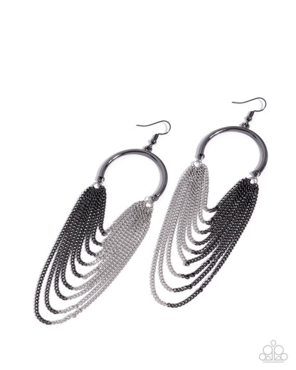 Focused Fringe Black Earring - Paparazzi Accessories