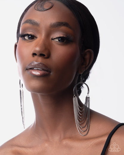 Focused Fringe Black Earring - Paparazzi Accessories