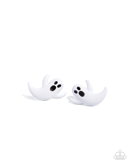 Ghost Hunter White Post Earring - Paparazzi Accessories