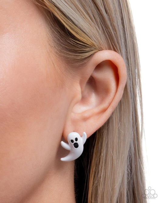Ghost Hunter White Post Earring - Paparazzi Accessories