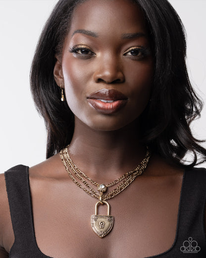 LOCK Show Gold Necklace - Paparazzi Accessories