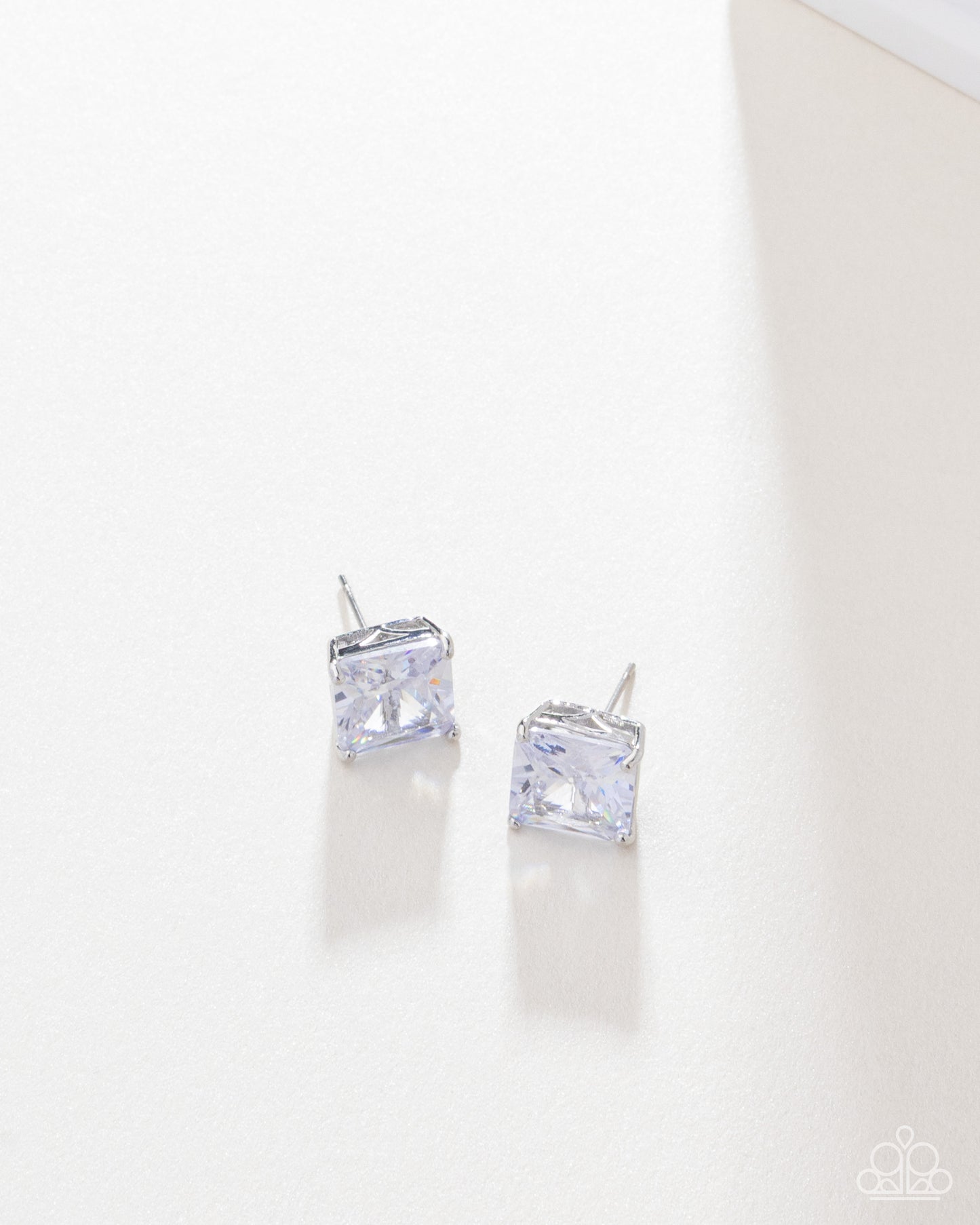 GLOW Time White Blockbuster Post Earring - Paparazzi Accessories