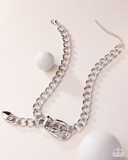 Bold Buckle Silver Necklace - Paparazzi Accessories