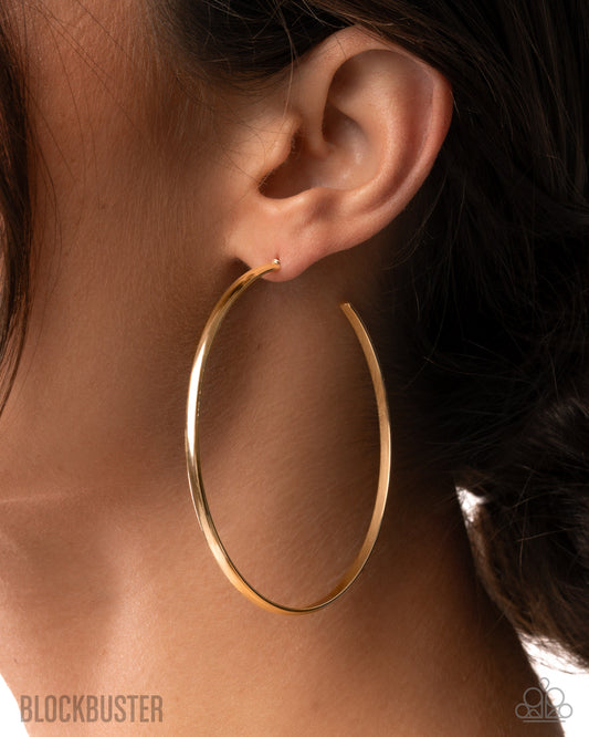 Basic Bombshell Gold Blockbuster Hoop Earring - Paparazzi Accessories