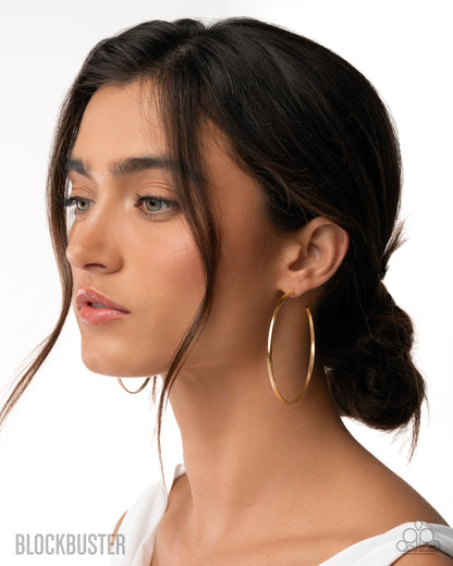Basic Bombshell Gold Blockbuster Hoop Earring - Paparazzi Accessories