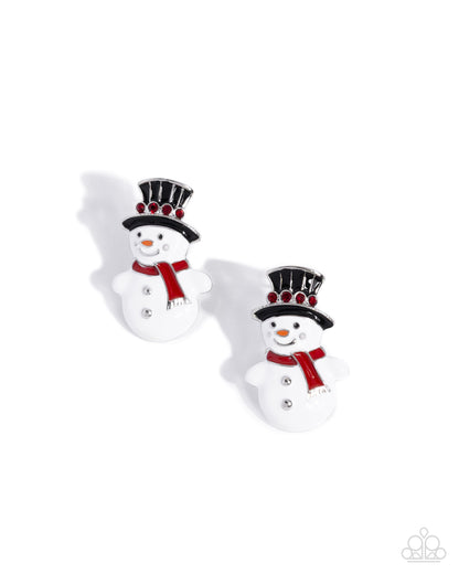 Frosty Flair Multi Snowman Post Earring - Paparazzi Accessories