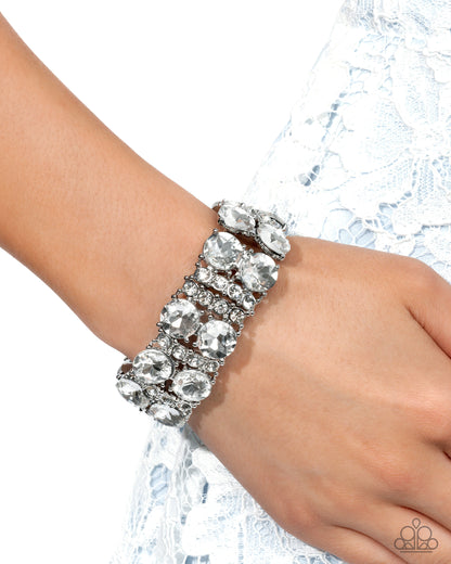 Exact Elegance White Stretch Bracelet (October 2025 LOP) - Paparazzi Accessories