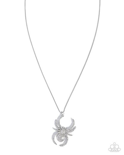 Spider Story White Necklace - Paparazzi Accessories