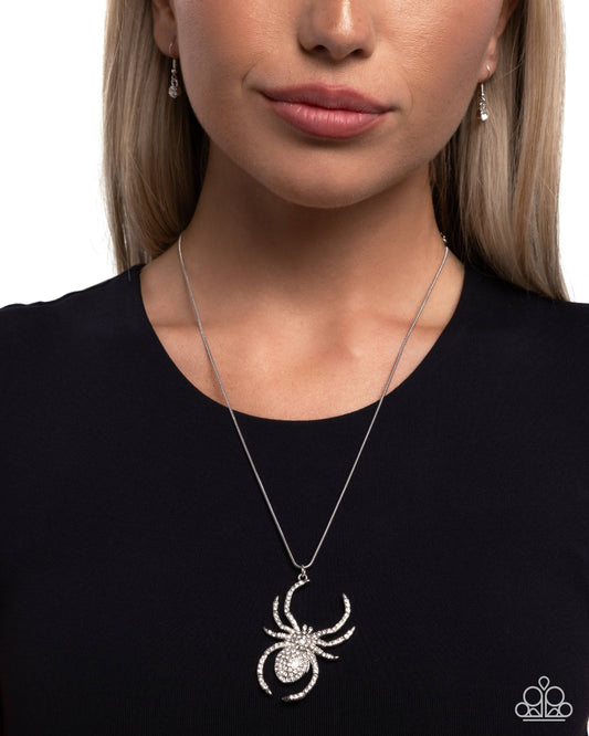 Spider Story White Necklace - Paparazzi Accessories