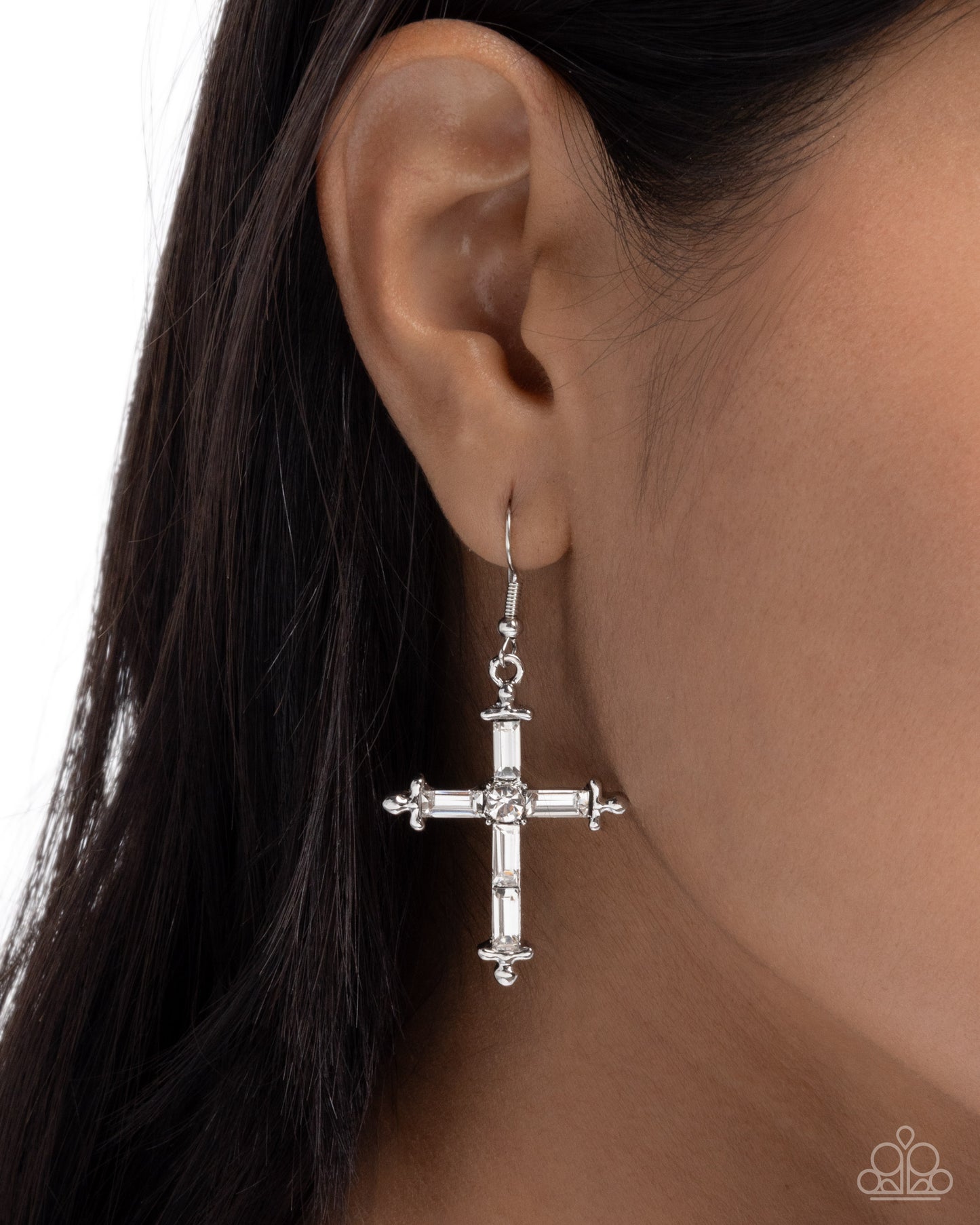 Heavenly Homage White Cross Necklace - Paparazzi Accessories
