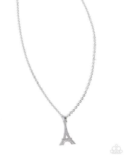 Eiffel Tower Eloquence Silver Necklace - Paparazzi Accessories