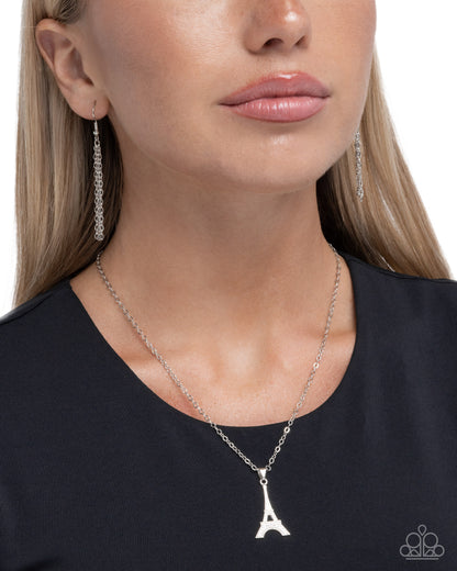 Eiffel Tower Eloquence Silver Necklace - Paparazzi Accessories