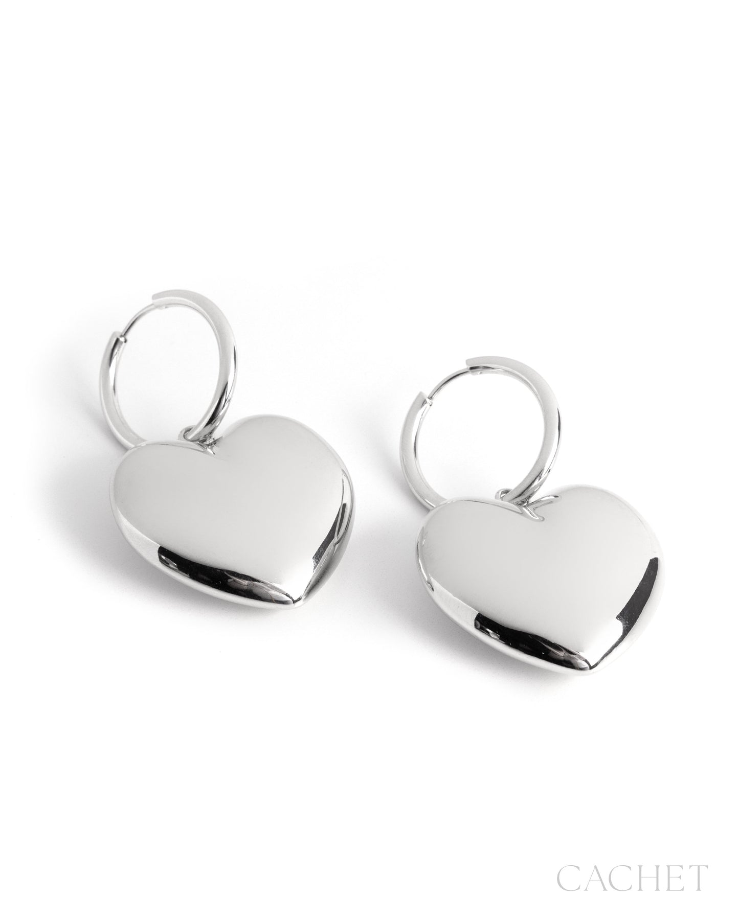 Crush Rhodium Heart Hinge Hoop Earring - Cachet by Paparazzi