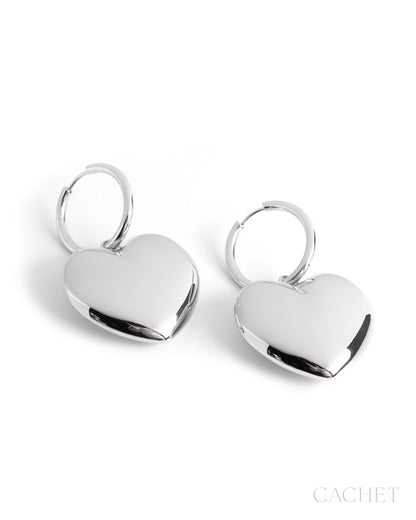 Crush Rhodium Heart Hinge Hoop Earring - Cachet by Paparazzi