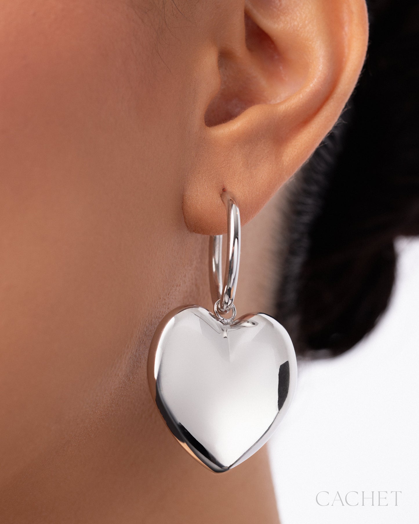 Crush Rhodium Heart Hinge Hoop Earring - Cachet by Paparazzi