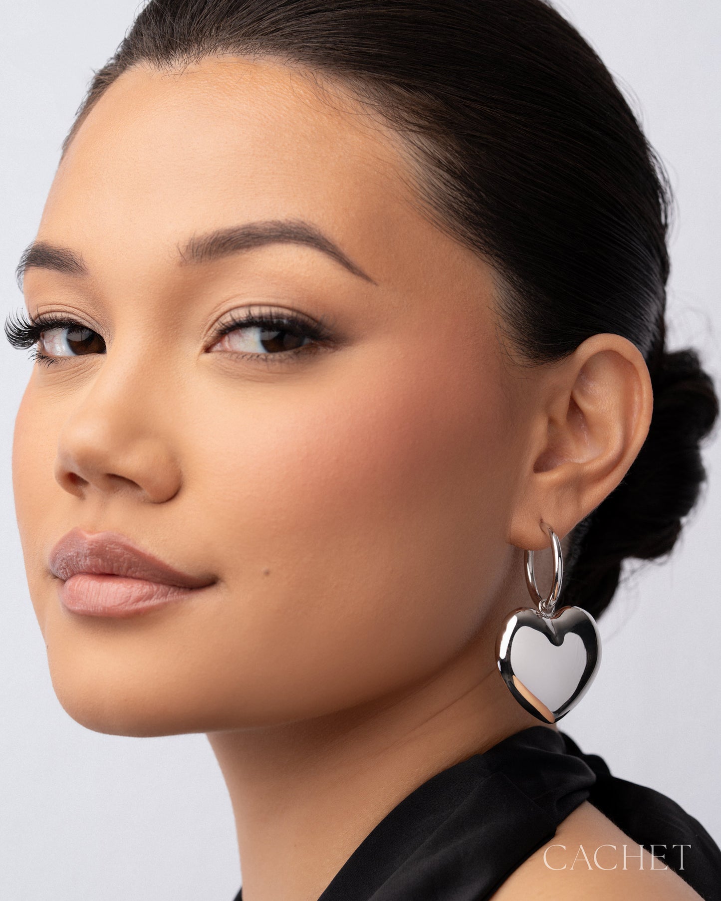 Crush Rhodium Heart Hinge Hoop Earring - Cachet by Paparazzi