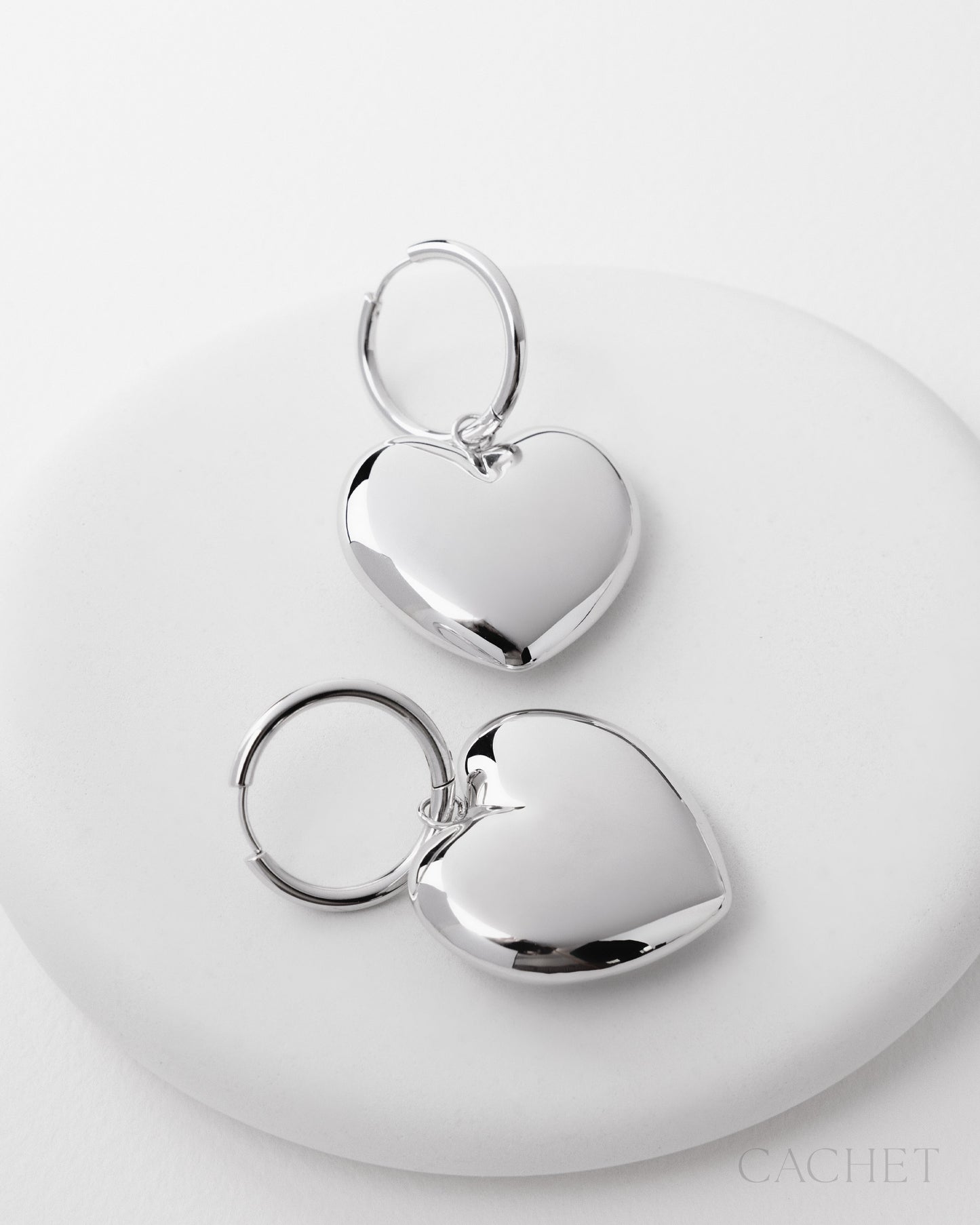 Crush Rhodium Heart Hinge Hoop Earring - Cachet by Paparazzi