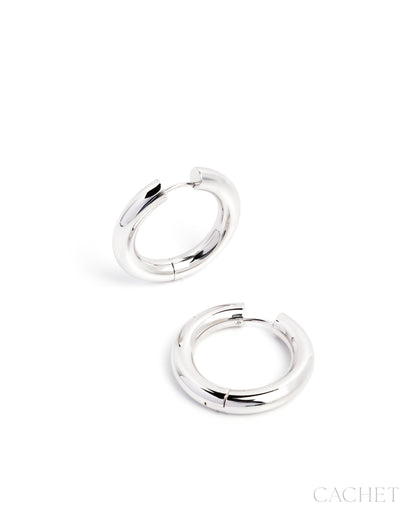 Épure Rhodium Plated Hinge Hoop Earring - Cachet by Paparazzi