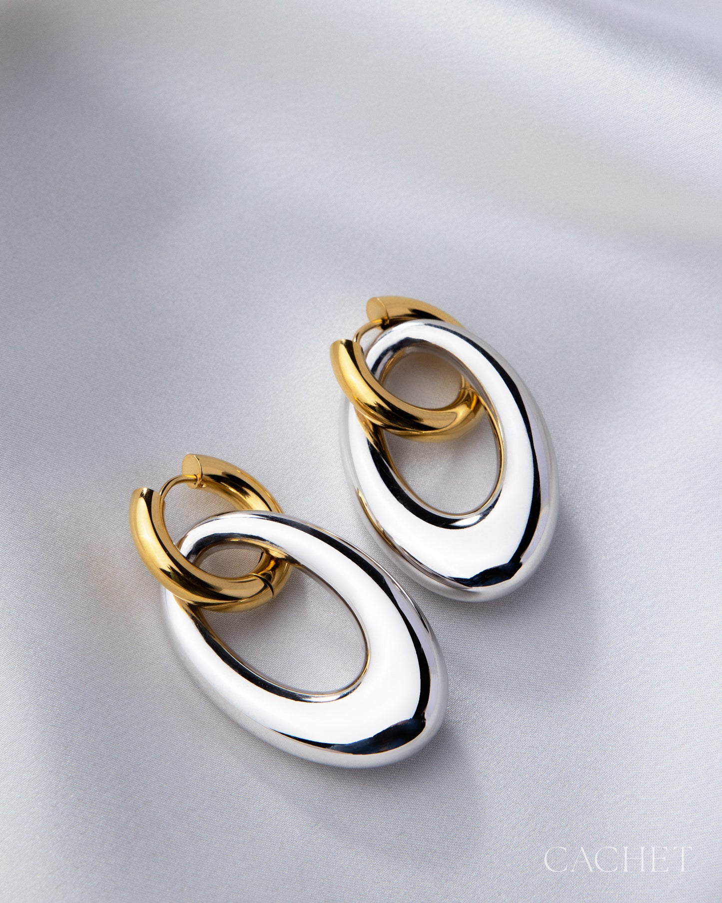Duet 18k Gold/Rhodium Hinge Hoop Earring - Cachet by Paparazzi