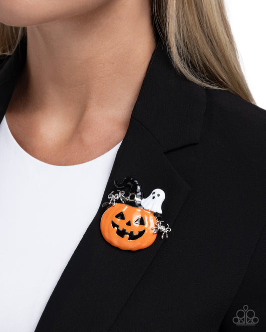 Historic Halloween Orange Brooch - Paparazzi Accessories